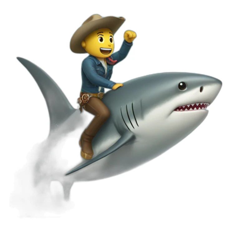 Cowboy shark surfing big wave sticker