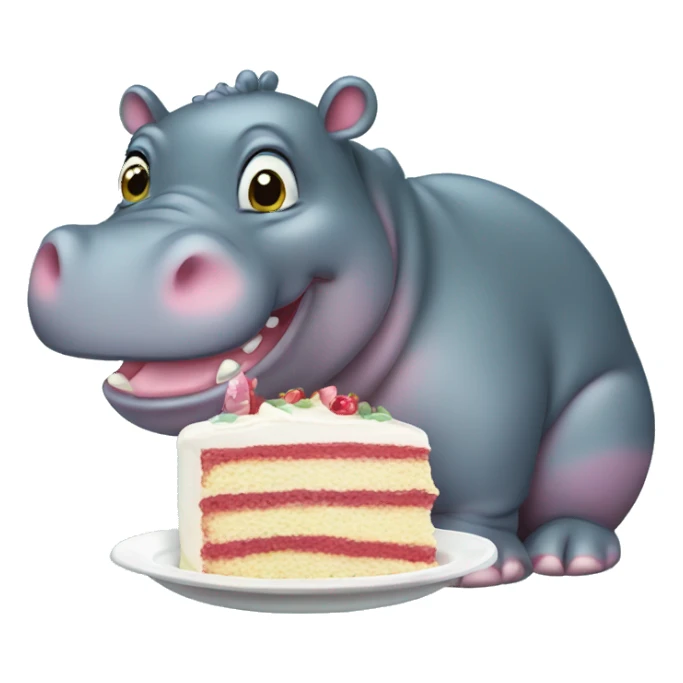 baby hippo eating cake sticker