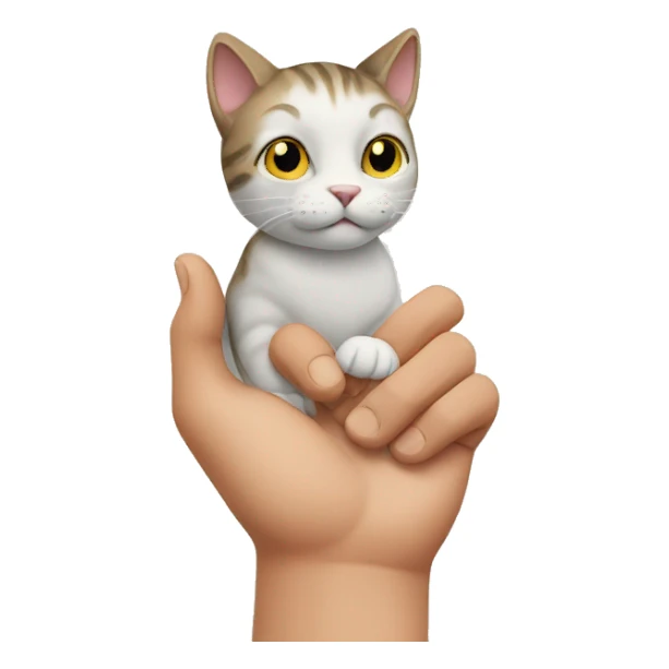 cat and man hand in hand sticker