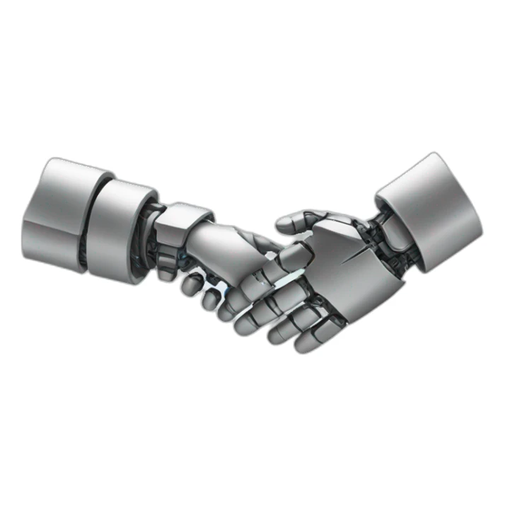 human and robot handshake sticker