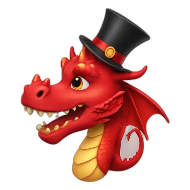 Red dragon with top hat sticker