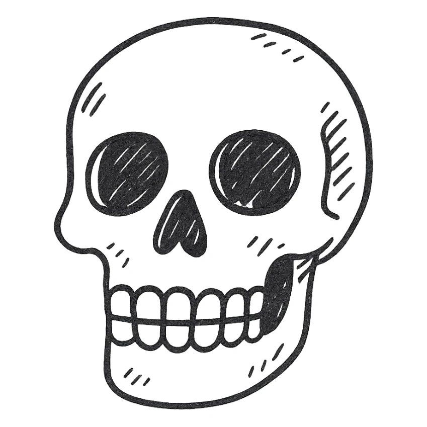 skull hand drawn outline icon sticker