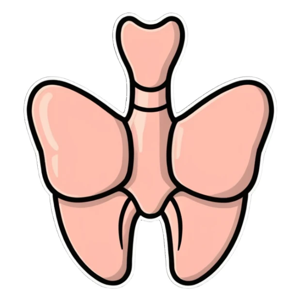 cartoon style thyroid gland, simple and friendly sticker