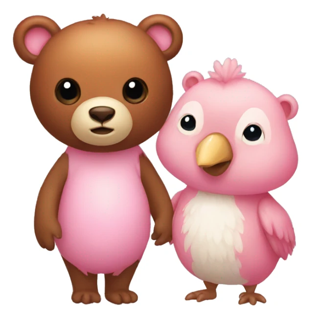 a brown bear and a light pink dodo  sticker