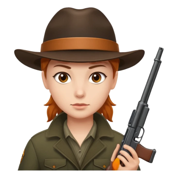 hunter holding a gun, simple, clear expression sticker