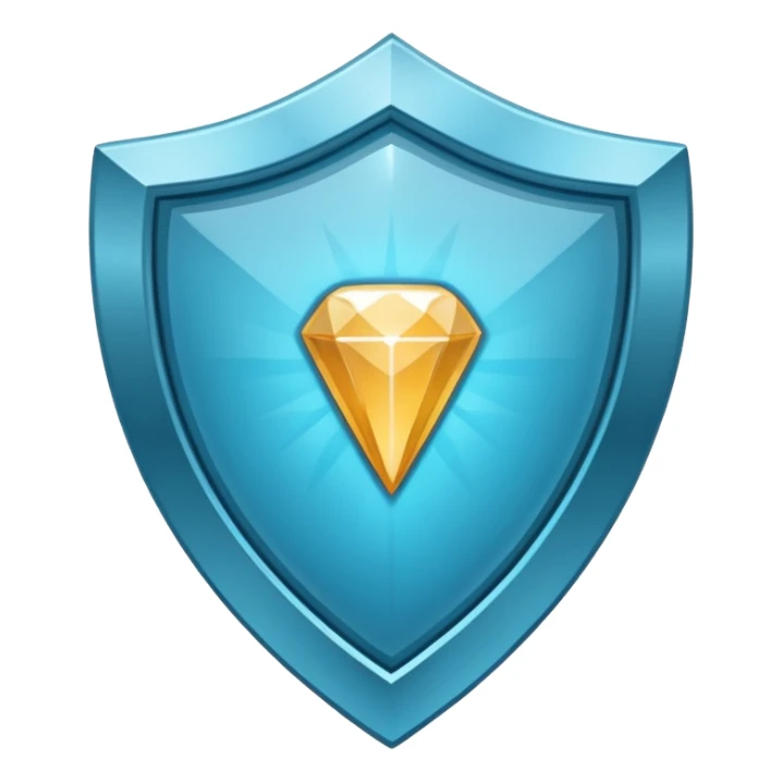 Cyan blue shield with diamond icon sticker