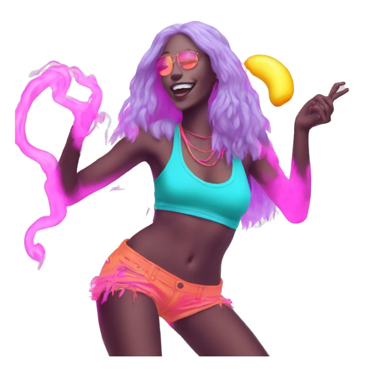 Rave party dancing neon smoking sticker
