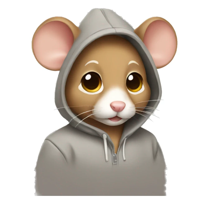 Light brown mouse wearing hoodie sticker