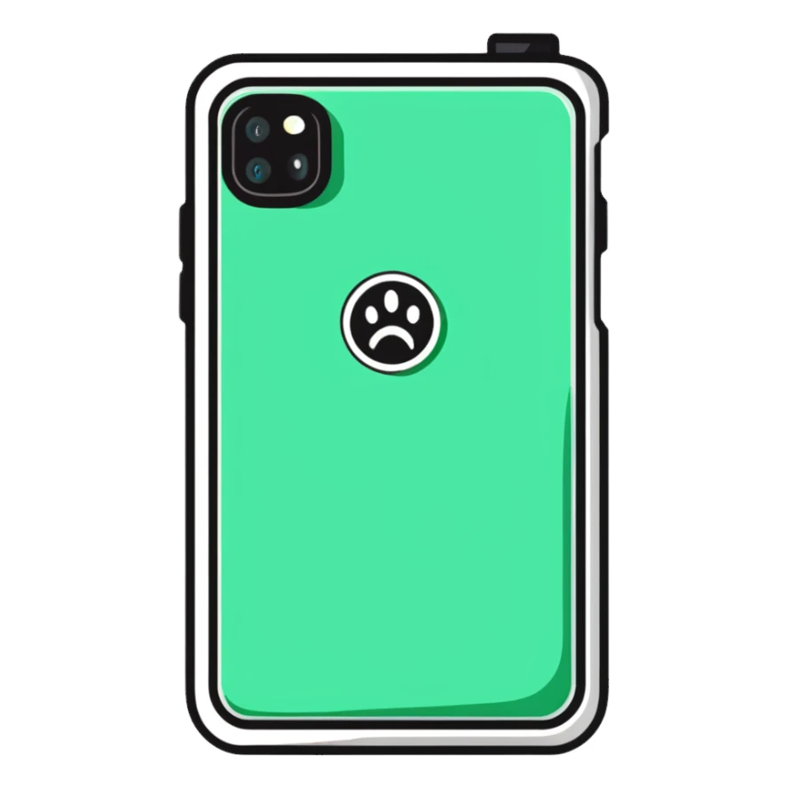 mobile phone with bite mark logo sticker