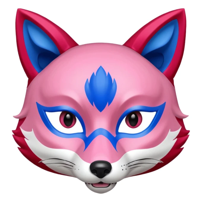 Red, blue and pink fox mask sticker