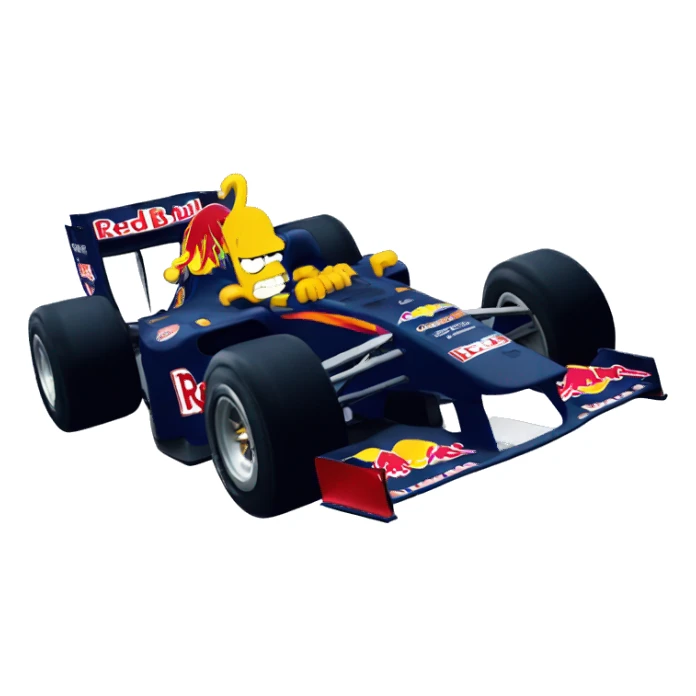 Bart simpson driving a red bull, formula 1 sticker