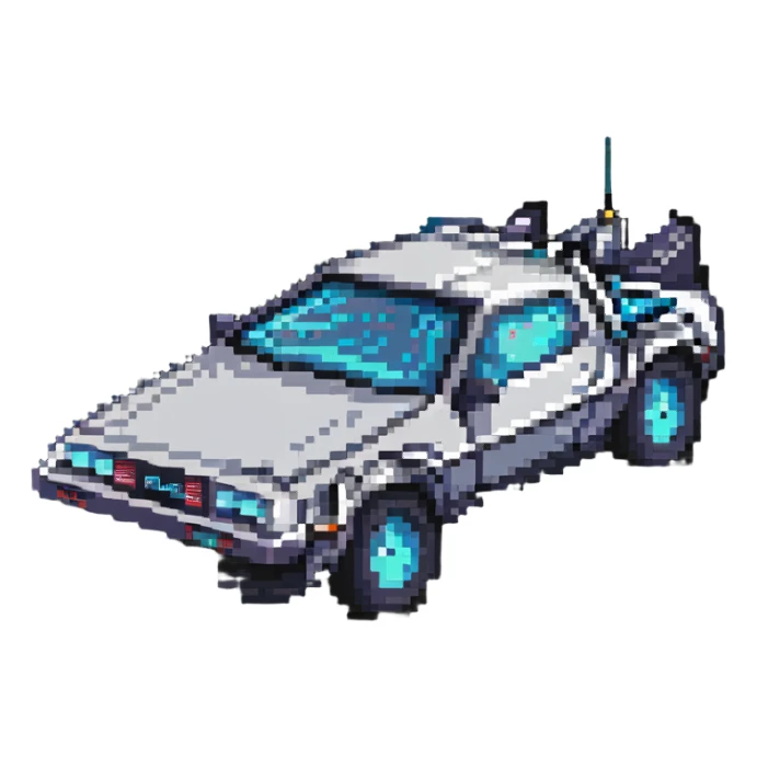 DeLorean car with time circuits sticker