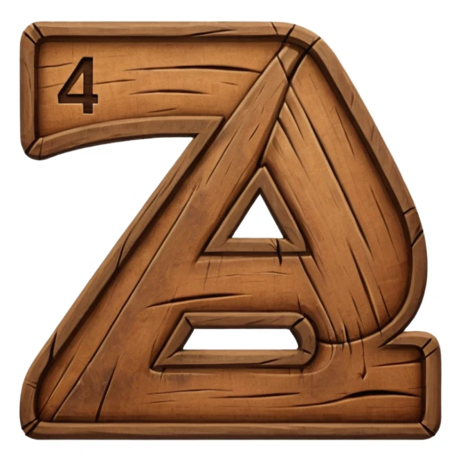 Wooden number 4 sticker