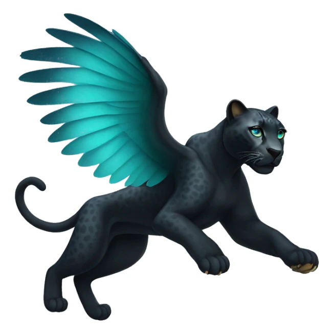 winged black leopard with turquoise eyes flying sticker