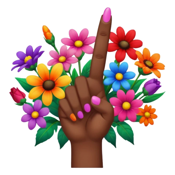 💐 combined with 🖕🏽 sticker