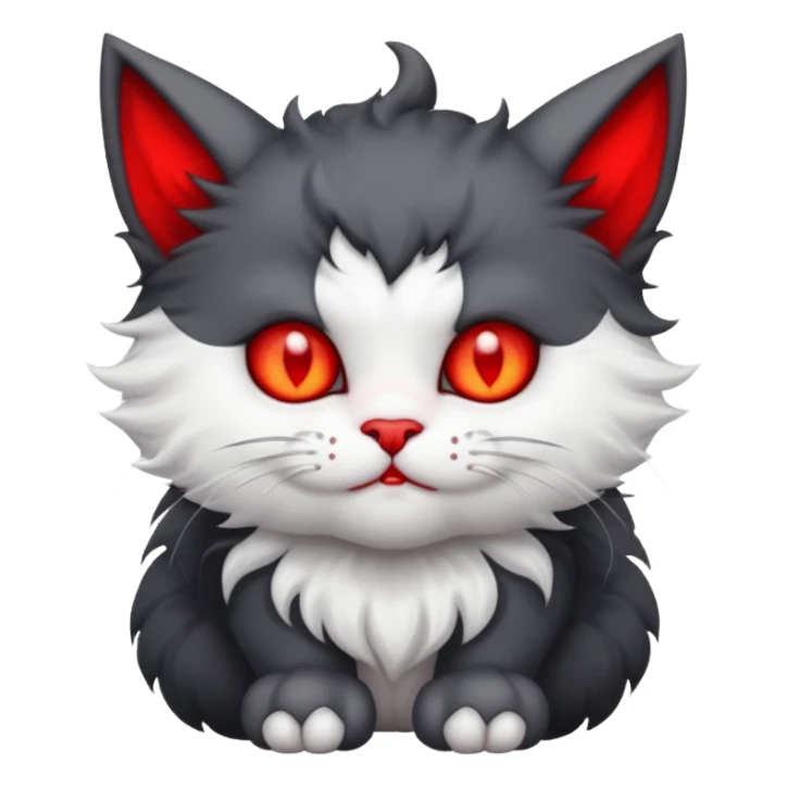 dark blackish grey and white devil satan kitten sticker