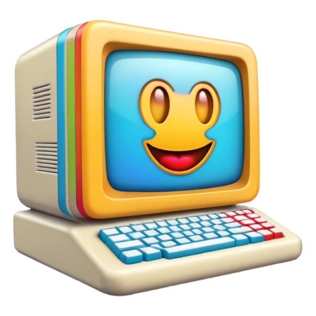 3D Realistic Colorful old school PC sticker
