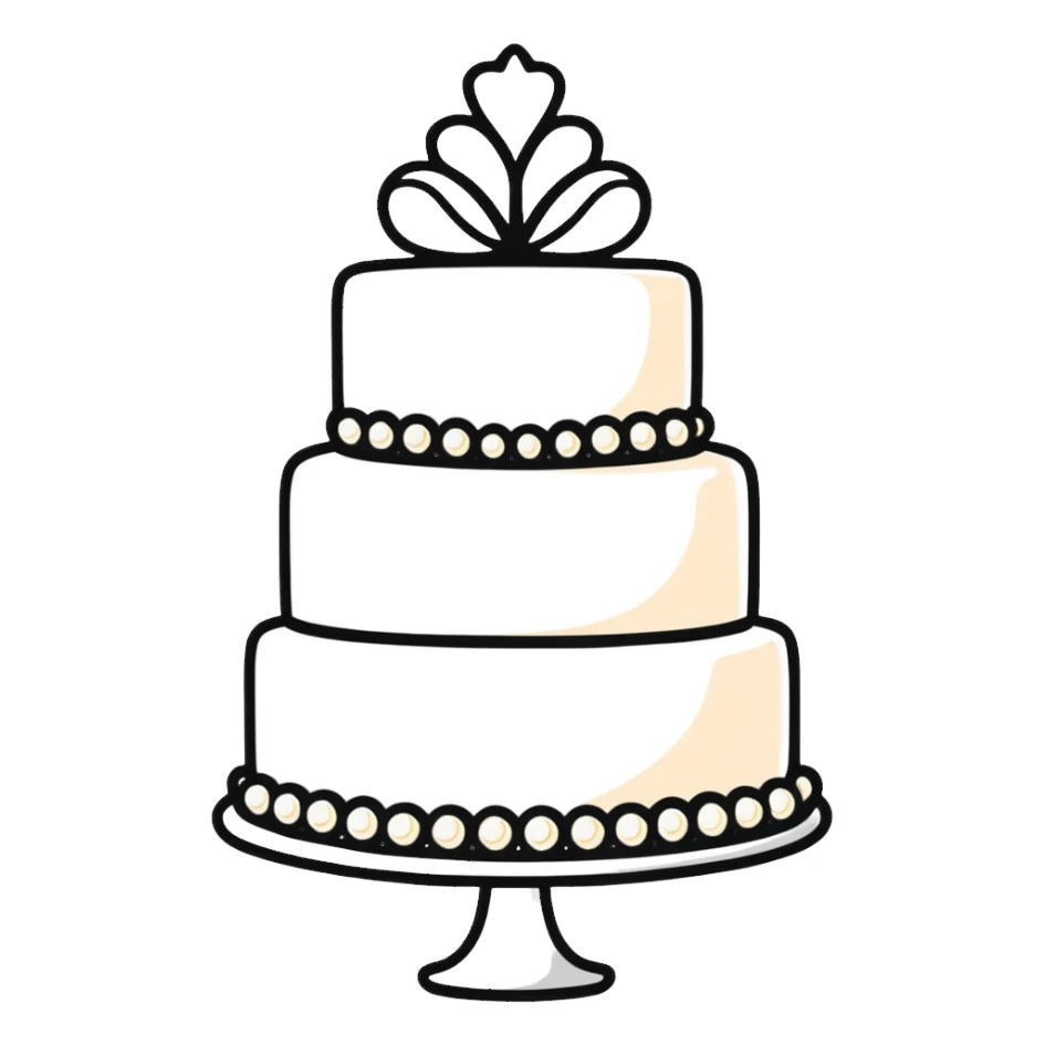 white wedding cake with pearl decorations sticker