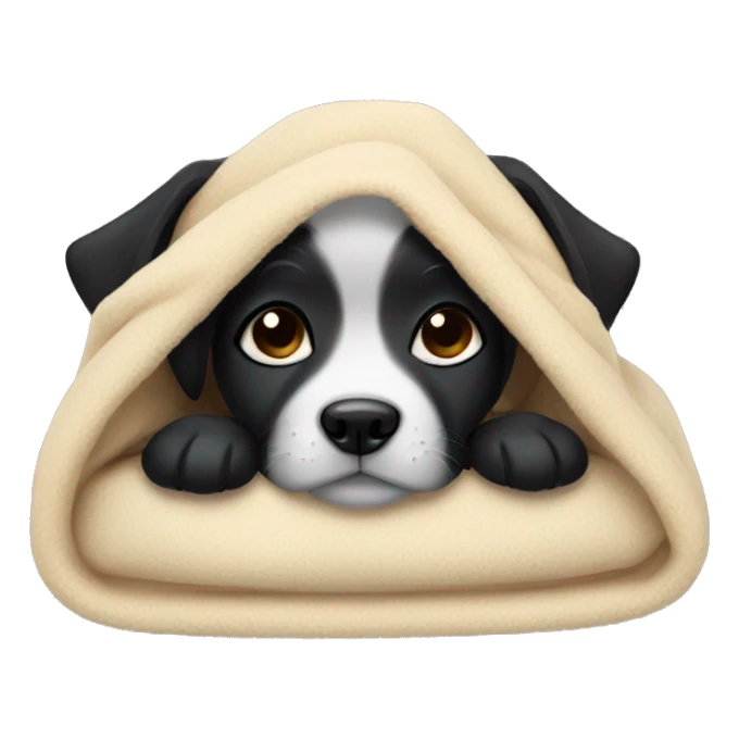 black puppy cozy in blanket sticker