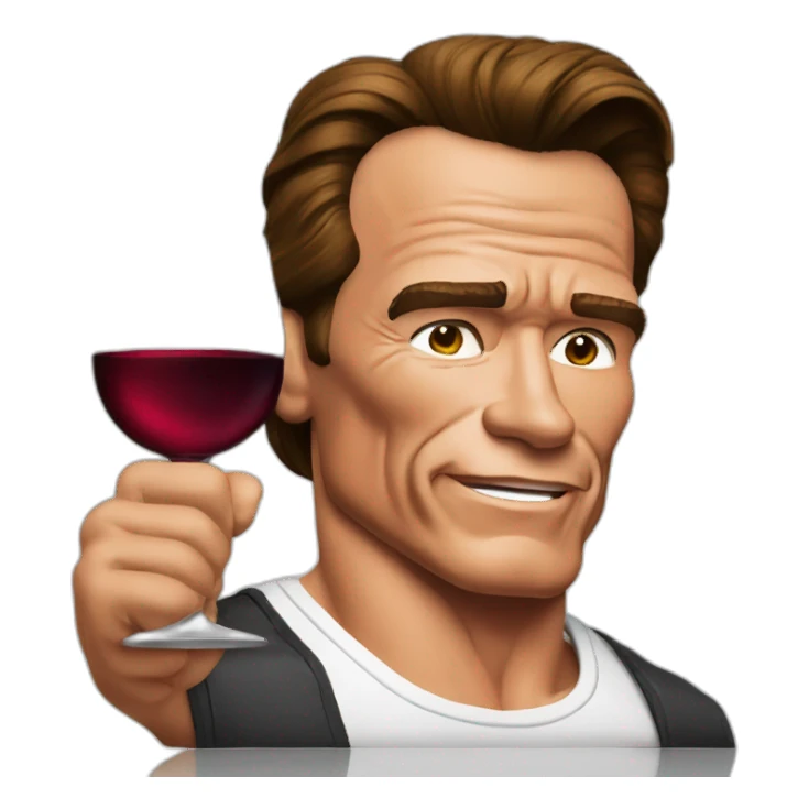 Arnold Schwarzenegger with wine sticker