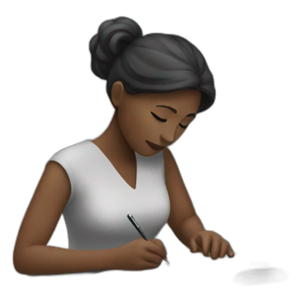 woman taking notes by a tombstone sticker