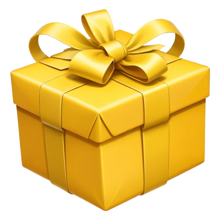 Yellow present with white ribbon sticker