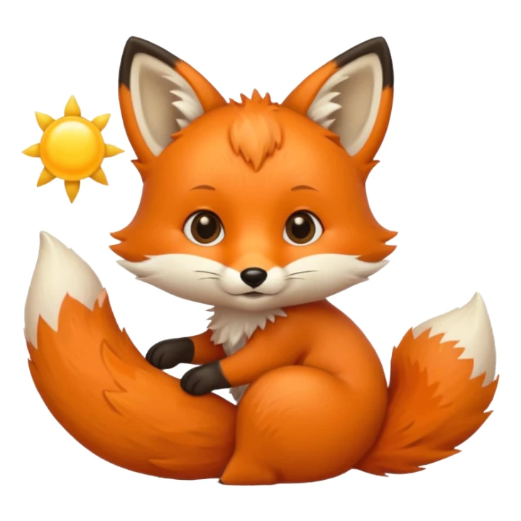 Baby fox holding a sun ☀️🦊 sticker
