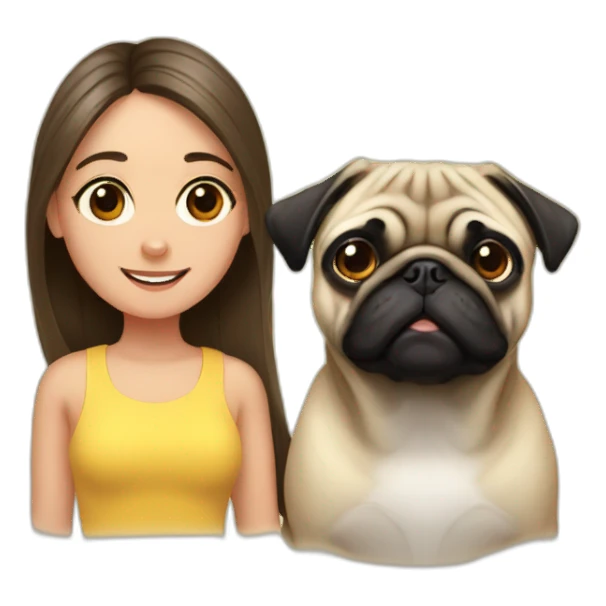 Pug and girl sticker