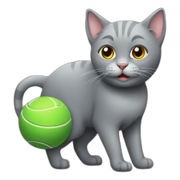grey cat with ball sticker