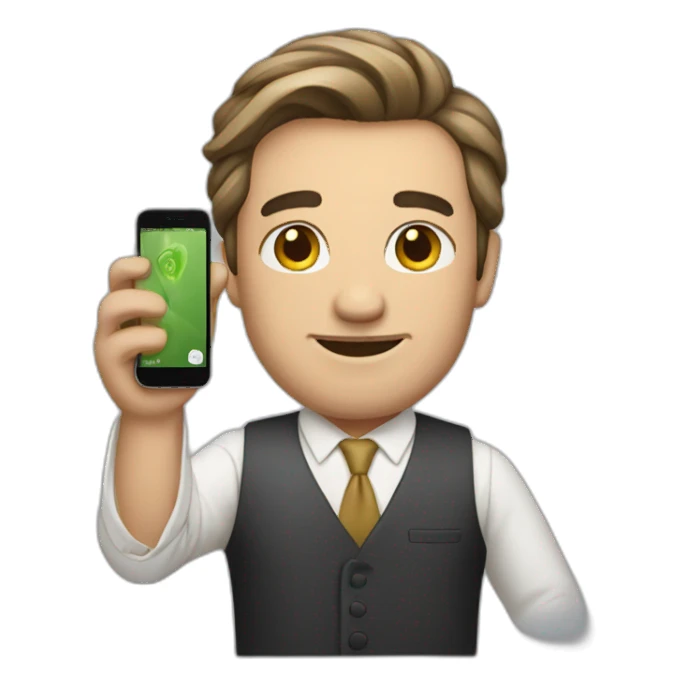 A rich man holding an iphone sticker