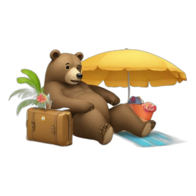 a bear going on holiday sticker