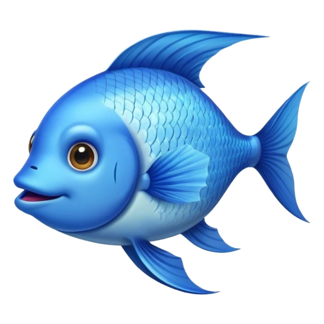 blue happy fish from the side looking right sticker