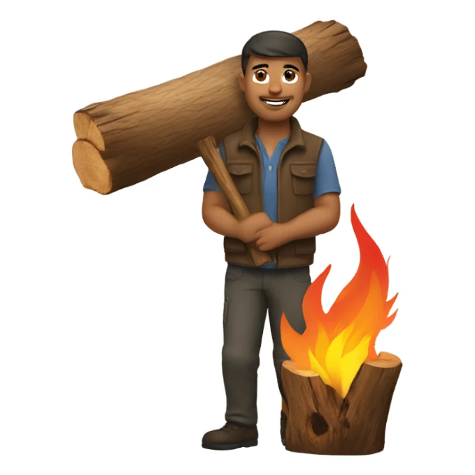 Man with fire wood sticker