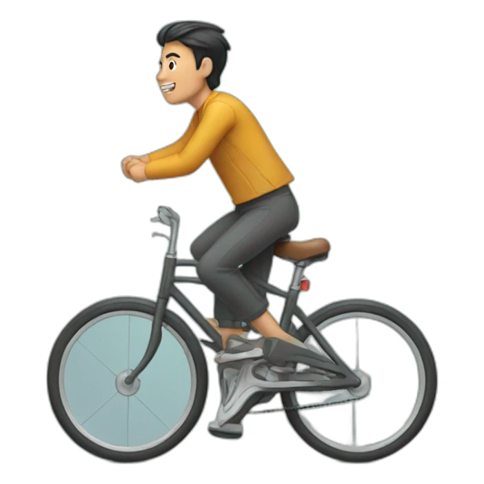 Asian man riding a bicycle sticker