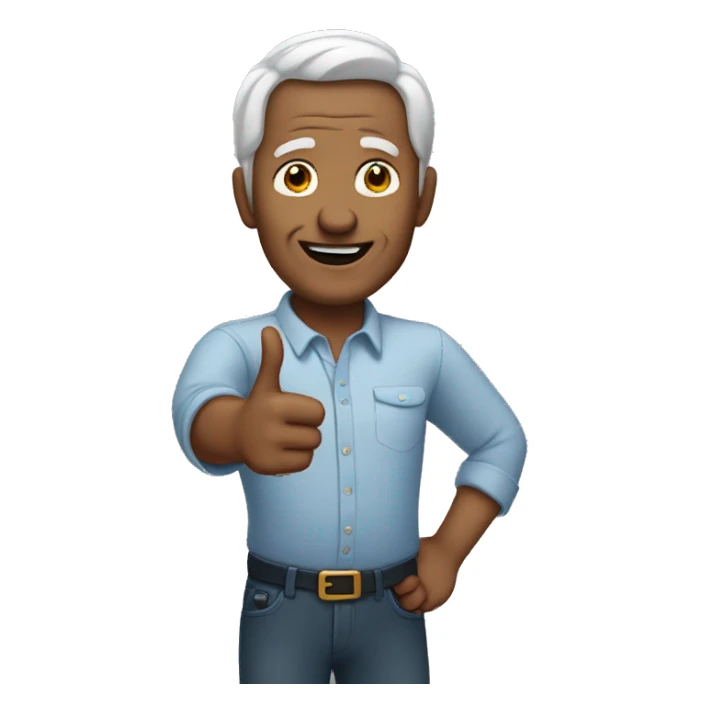 50 year old man pointing sticker