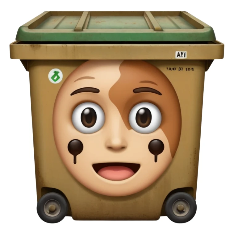 This ai emoji generator in a dumpster sticker