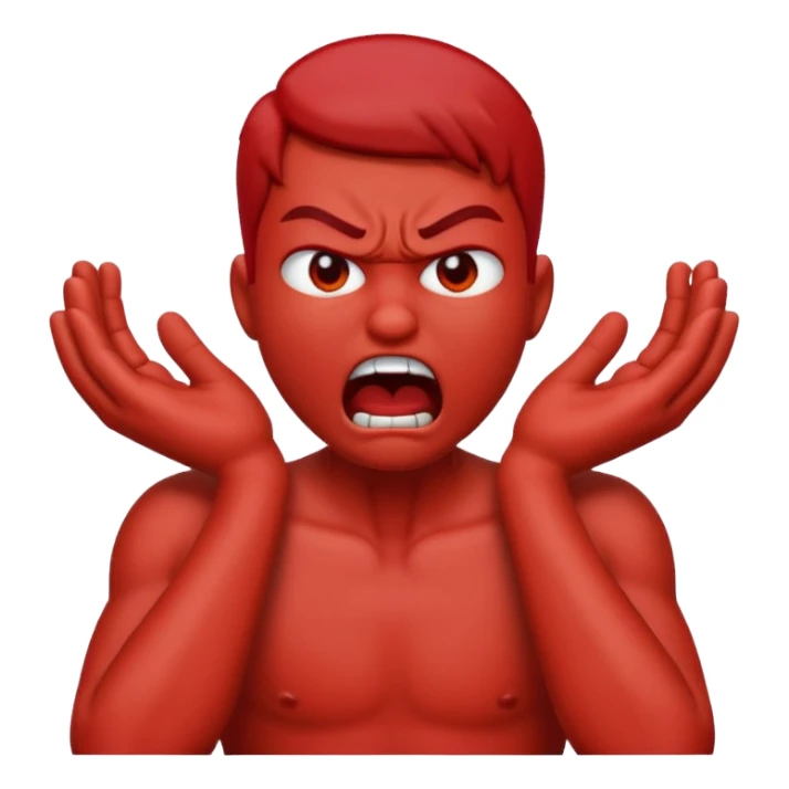 Create an emoji choking violently with hands on neck looking mad sticker