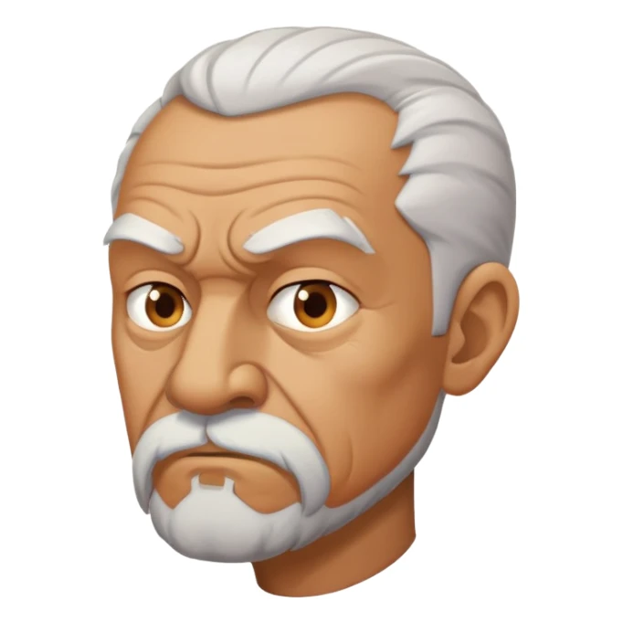 old angry man in profile view with a goatee sticker
