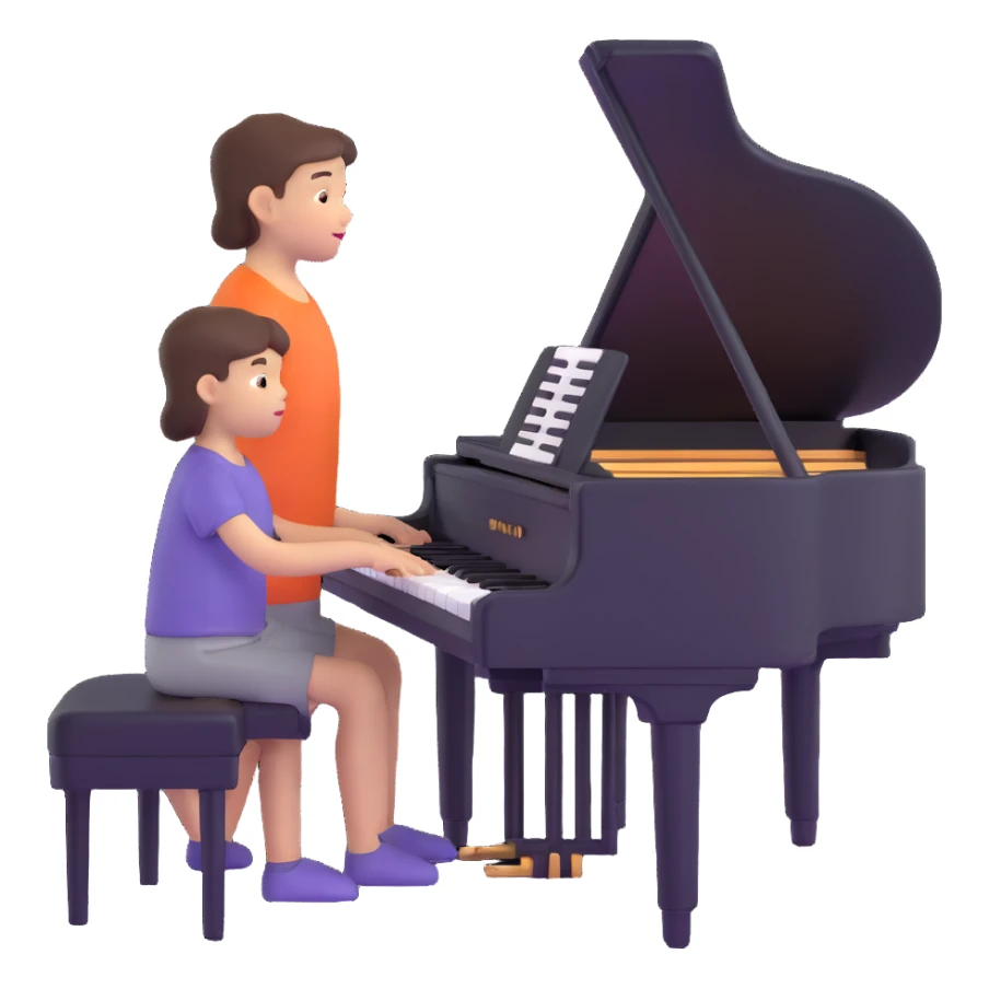 child playing piano sticker