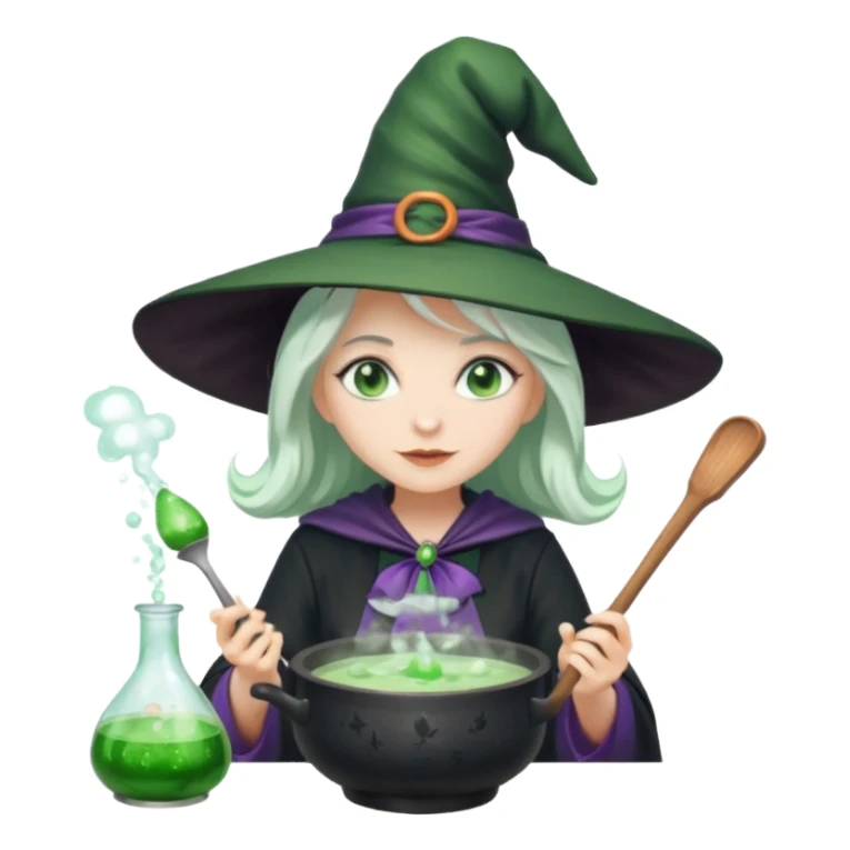 👩🏻‍🦳green witch cooking potion sticker