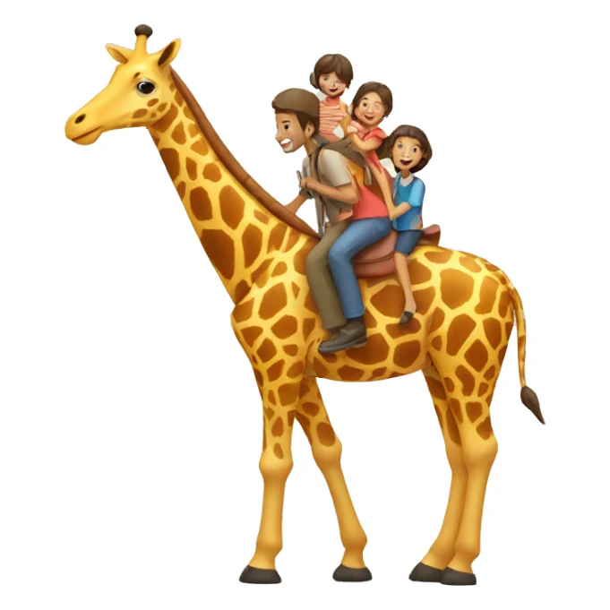 family riding giraffe sticker