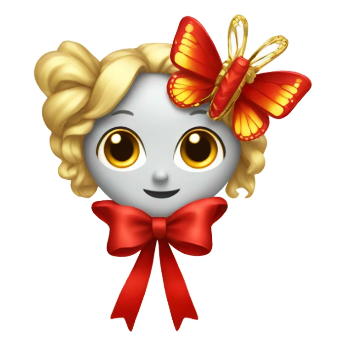 Red bow with gold butterfly  sticker
