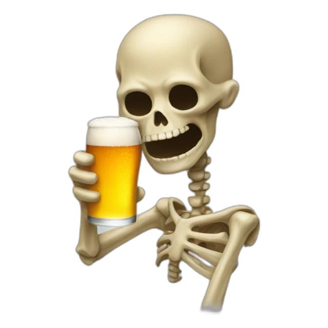 drinking beer bone-man sticker