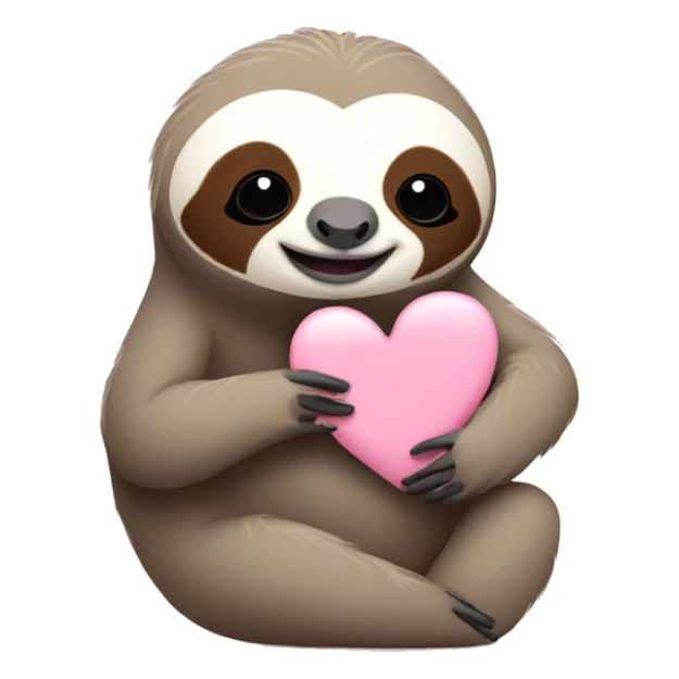 sloth holding a baby pink heart sticker