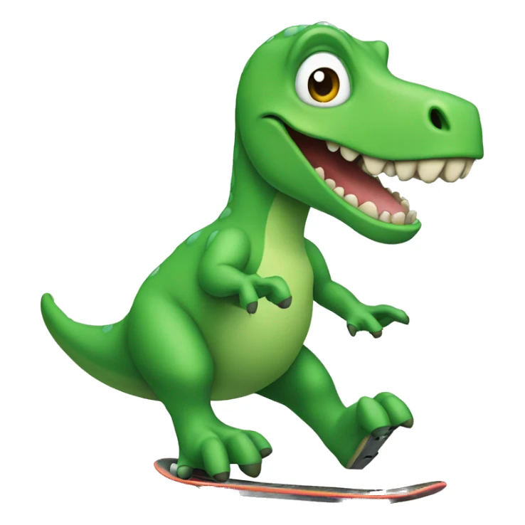 Green Dinosaur riding a skateboard  sticker
