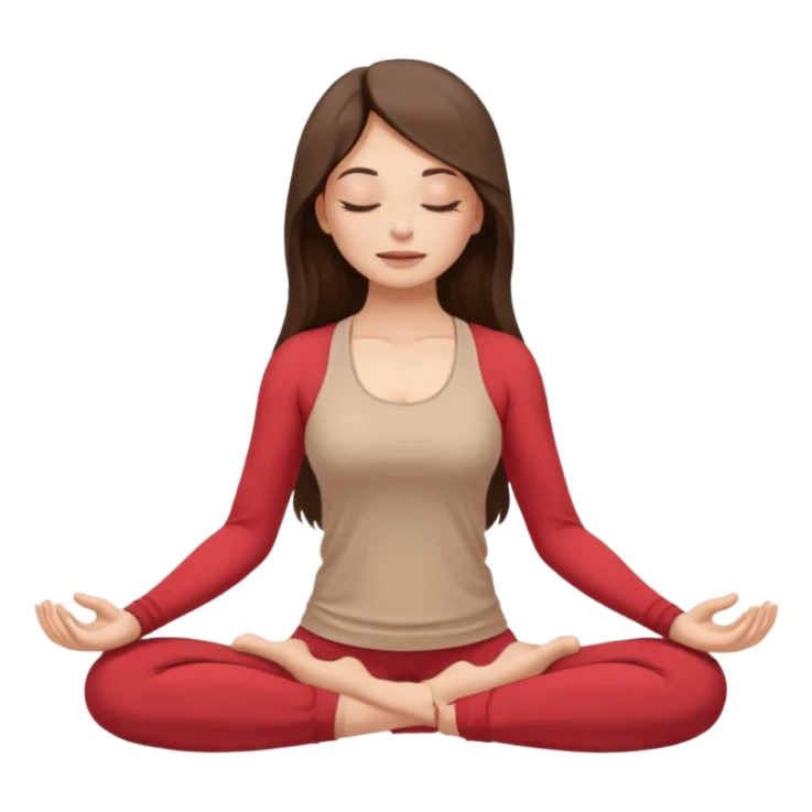 Девушка брюнетка с длинными волосами, закрытыми глазами занимается йогой. Картинка должна были в цветах: бежевый, бледно коасгый и коричневый sticker