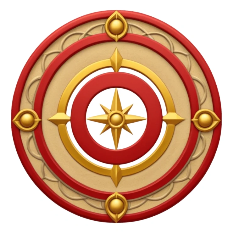 a circular casting sigil inspired by the wizard101 balance school using base color sand and trim color red. Bitch, put A golden scale in the middle as a the main focus  sticker