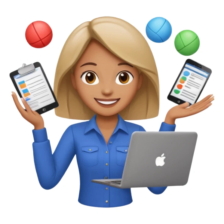 female digital marketer juggling all the responsibilities sticker