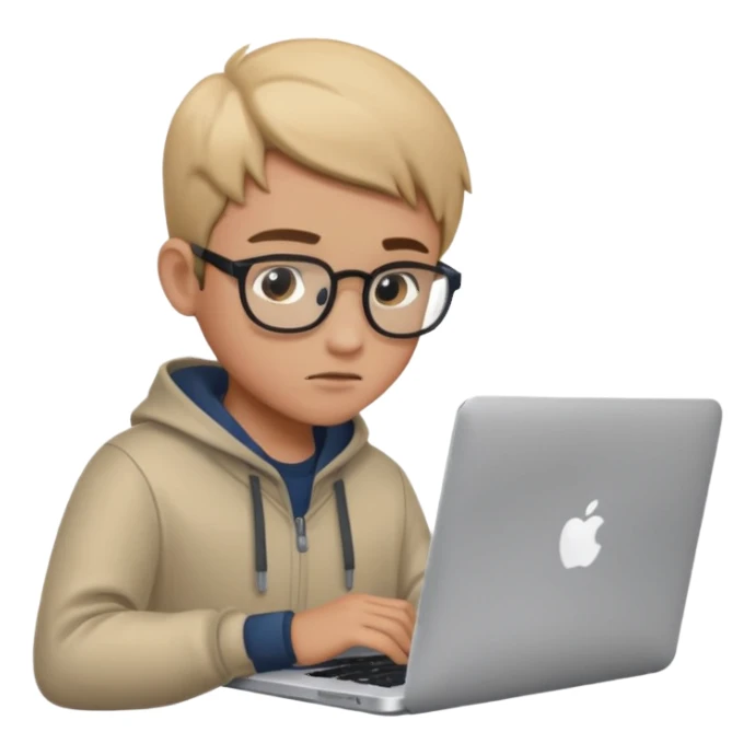 boy working in Macbook, he graphic designer sticker