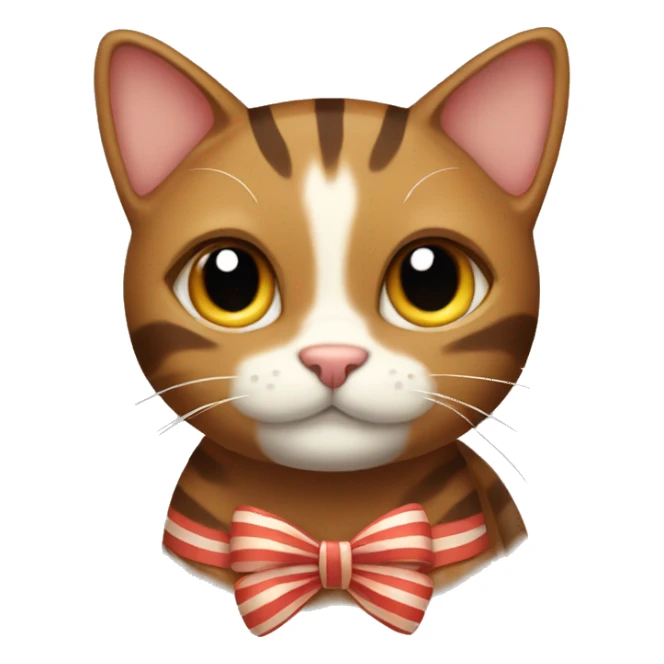 brown cat with stripes with a bow at its ear sticker